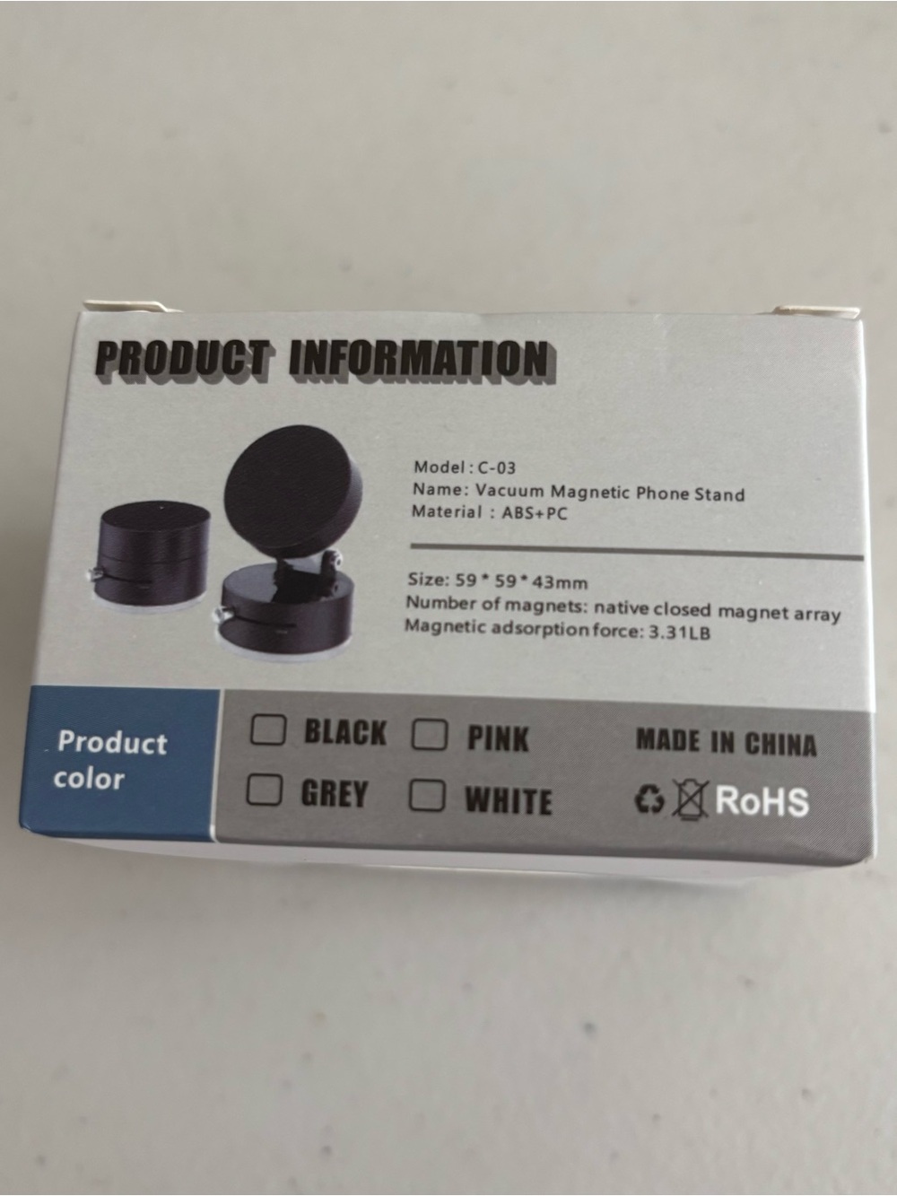 Vacuum Magnetic suction  Phone Stand - Black. For your car. New never used